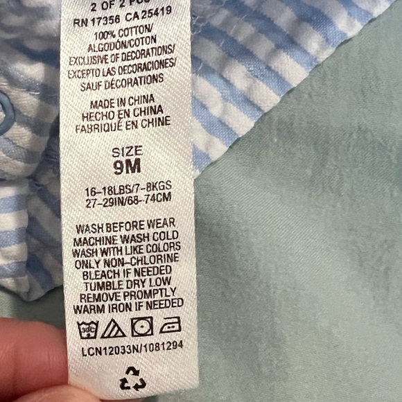 Baby Boy's Sailboat 2-Piece Polo & Striped Romper Set Sz 9M - Picture 12 of 12